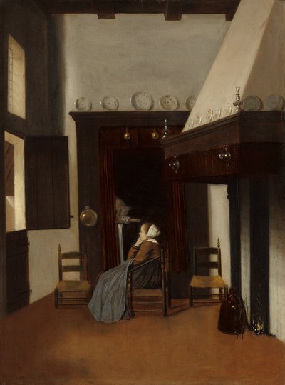 Ung kvinne i et interiør, ca. 1660. av Jacobus Vrel