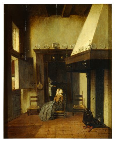 Sykepleieren (olje på panel) av Jacobus Vrel or Frel