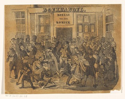 Folk foran en bokhandel for å få tak i De Komiek av Jacobus Wilhelmus Adrianus Hilverdink (possibly)