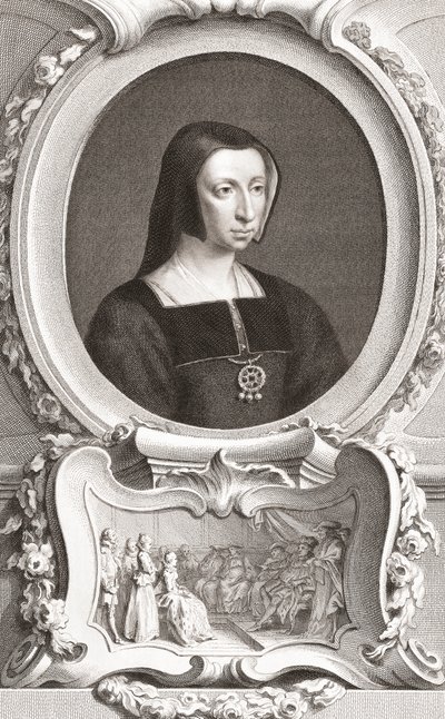 Louise av Savoy (1476-1531) fransk adel og regent, hertuginne av Auvergne og Bourbon, hertuginne av Nemours og mor til kong Frans I (gravering) av Jacobus and Vertue George Houbraken