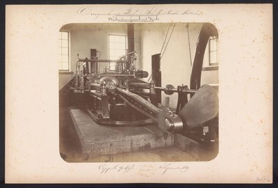 Nedenfor damppumpestasjon med Vijzels / Capelle aan den IJssel 4. september 1869 (tittel på objekt) Gjenvinning av innsjøene i Schieland øst for Rotterdam (serietittel på objekt) av Jacobus van Gorkom jr.