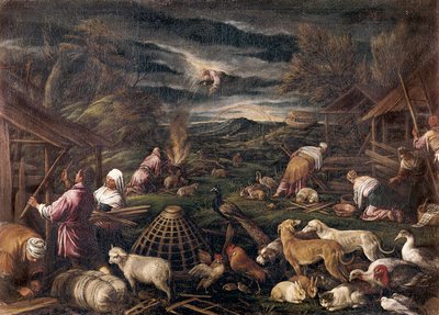 Noe etter syndfloden. Maleri av Jacopo da Ponte, kalt Jacopo Bassano (1515-1592) av Jacopo Bassano