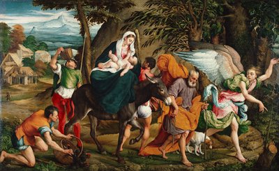Die Flucht nach Ägypten, ca. 1544-45 von Jacopo (1510-92) Bassano