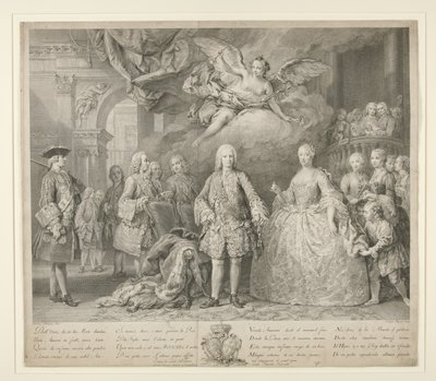 Ferdinand VI and his queen Maria Barbara of Braganza with Scarlatti and the celebrated Italian castrato Farinelli av Jacopo (after) Amigoni