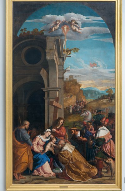 Tilbedelse av magi i nærvær av Saint Helen av Jacopo (c.1480 1528) Palma