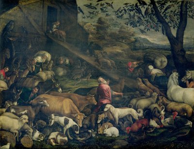 Dyr som kommer inn i arken av Jacopo Bassano