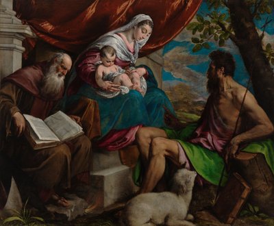 Jomfru Maria med barnet, Johannes Døperen og den hellige Antonius abbed av Jacopo Bassano
