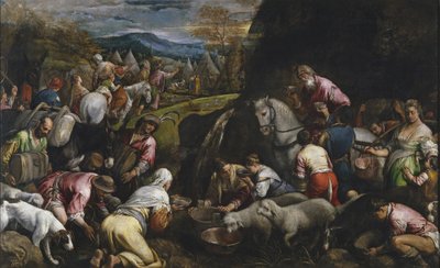 Moses slår vann fra klippen av Jacopo Bassano il vecchio