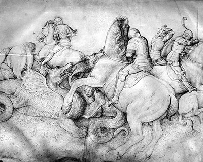 Kamp mot drager, ca. 1450 (blekk på vellum) av Jacopo Bellini