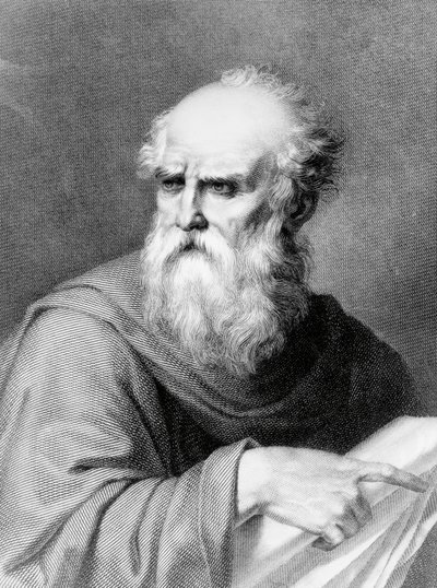 Portrett av Marcus Vitruvius Pollio kjent som Vitruvius (1. århundre f.Kr.), romersk arkitekt og forfatter, gravering av Jacopo Bernardi basert på en tegning av Vincenzo Ray av Jacopo Bernardi