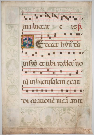 Leaf from a Gradual: Dekorert initial (verso) av Jacopo Filippo d