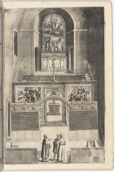 Interiør i den mindre kirken [plate F] av Jacopo Ligozzi
