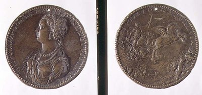 Portrettmedalje, forside som viser Hippolytus Gonzaga, bakside viser muligens Juno på vognen hennes (bronse) av Jacopo Nizzola da Trezzo
