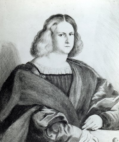 Portrett av en ung mann, trykk av Wenceslaus Hollar, 1650 av Jacopo Palma