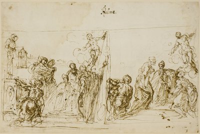 To komposisjonsskisser for votivmaleriet til Doge Pasquale Cicogna, Sala del Pregadi, Palazzo Ducale, Venezia av Jacopo Palma