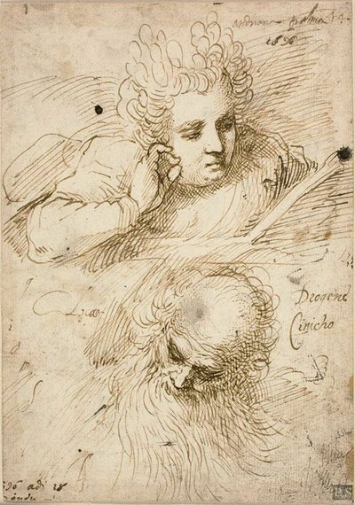 Andriana Palma og Diogenes den kyniker av Jacopo Palma il Giovane
