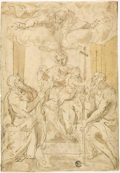 Jomfru og barn med de hellige Thomas og døperen Johannes (recto); Sovende Venus (verso) av Jacopo Palma il Giovane