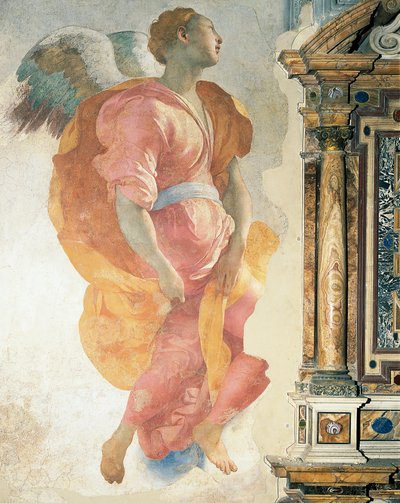 Erkeengelen Gabriel av Giacomo Carucci kjent som Pontormo (1494-1556), freskomaleri, Capponi-kapellet, Santa Felicita-kirken, Firenze av Jacopo Pontormo