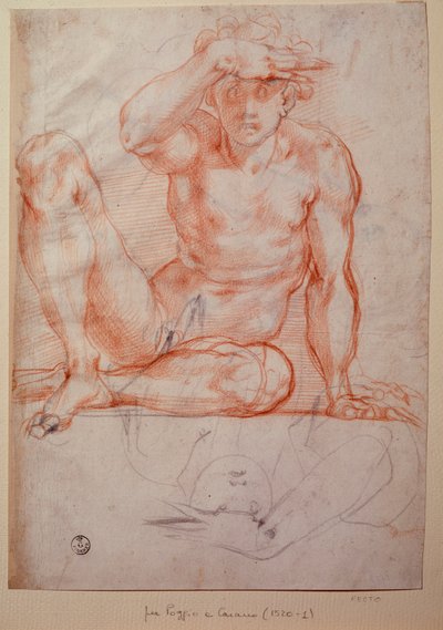 Naken mann - Tegning av Jacopo Pontormo