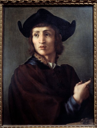 Portrett av en gullsmed. Maleri av Jacopo (Iacopo) Carrucci dit il Pontormo (Pontormo) (1494-1556) av Jacopo Pontormo