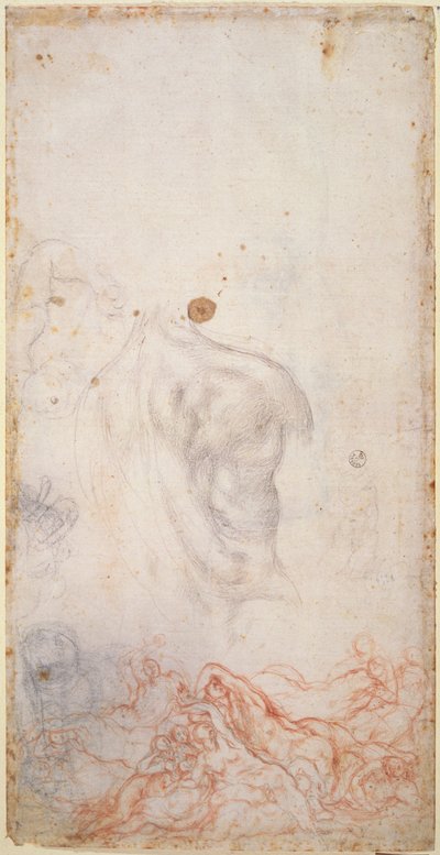 Studie for de dødes oppstandelse (kritt på papir) av Jacopo Pontormo