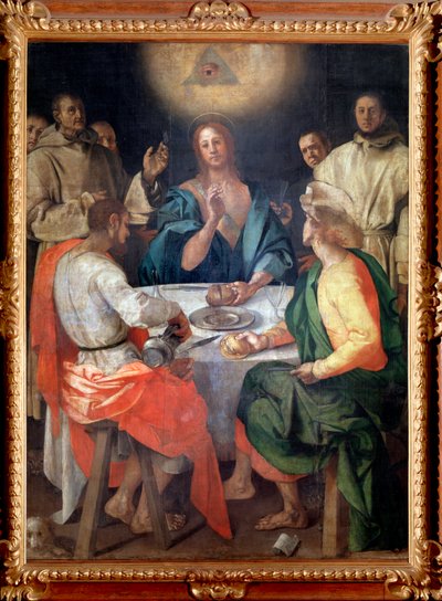 Kveldsmat på Emmaus - olje på lerret av Jacopo Pontormo