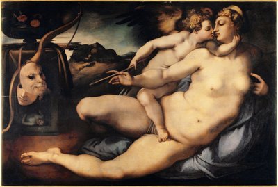 Venus og Amor (Venus og Amor) Maleri av Jacopo Carrucci dit il Pontormo (Pontormo) (1494-1556) 1532-1534 Dim 128x197 cm Firenze, Accademia Gallery Italia av Jacopo Pontormo