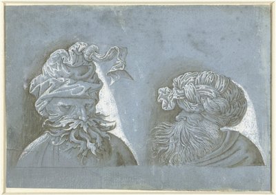 To hoder av menn med hodeplagg Hoder til menn med fremmede hodeplagg (serietittel) av Jacopo Ripanda (attributed to)