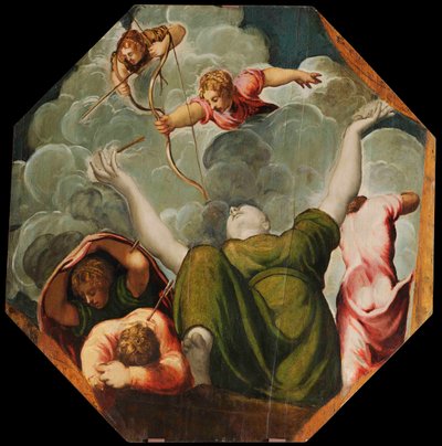 Apollo og Diana straffer Niobe ved å drepe barna hennes, ca 1541. av Jacopo Robusti Tintoretto