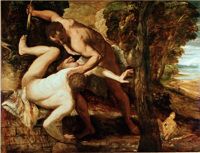 Kain dreper Abel Maleri av Jacopo Robusti dit il Tintoretto (Tintoret) (1518-1594) 1550-1553 Søn. 149x196 cm Galleri of the Accademia, Venezia av Jacopo Robusti Tintoretto