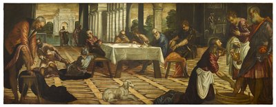 Kristus vasker disiplenes føtter, ca. 1545-55 av Jacopo Robusti Tintoretto