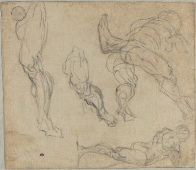 Figurer og ben, 1575-80 (svart kritt på lagt papir) av Jacopo Robusti Tintoretto