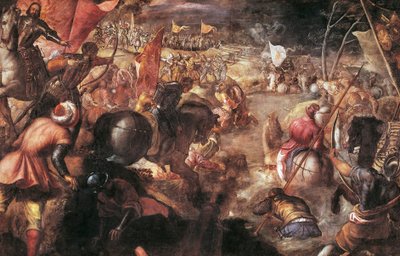 Francesco II Gonzaga kjempet i slaget ved Taro mot Charles VIII av Frankrike i 1495 av Jacopo Robusti Tintoretto