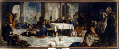 Jesus Kristus vasket føttene til sine disipler. Maleri av Jacopo Robusti detto Il Tintoretto (The Tintoret av Jacopo Robusti Tintoretto