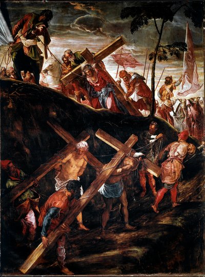 La Montee au Calvary (Korsets vei) (Korsets vogn) Maleri av Jacopo Robusti dit le Tintoret (Tintoretto) (1518-1594) 1566-1567 Søn. 515x390 cm vene, scuola di san Rocco av Jacopo Robusti Tintoretto