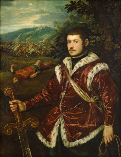 Portrett av en ung mann som David, ca 1555 av Jacopo Robusti Tintoretto