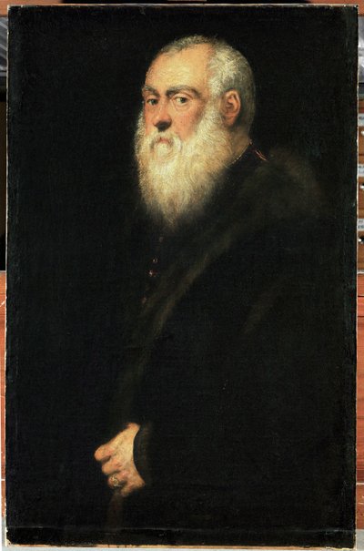 Portrett av en eldre mann med hvitt skjegg (olje på lerret) av Jacopo Robusti Tintoretto