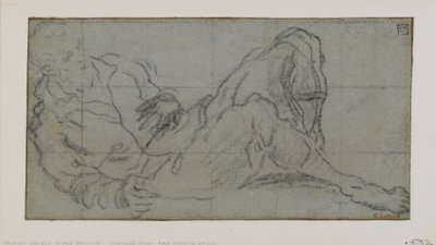 Liggende mannsfigur, 1560-9 (kritt på papir) av Jacopo Robusti Tintoretto