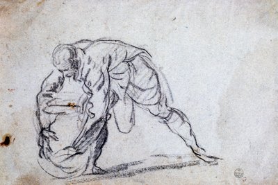 Studie for bøyd mannsfigur av Jacopo Robusti Tintoretto