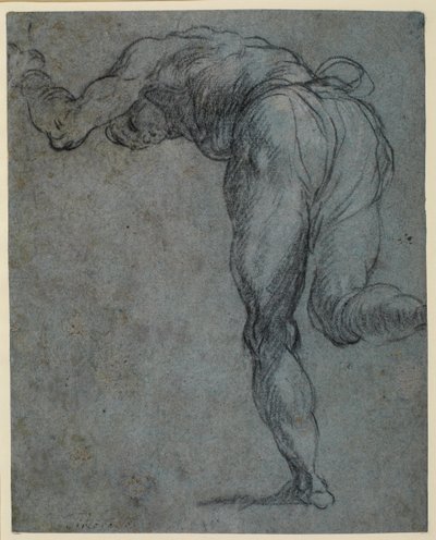 Studie av en mannsfigur som bøyer seg fremover, 1575-c.1585 av Jacopo Robusti Tintoretto