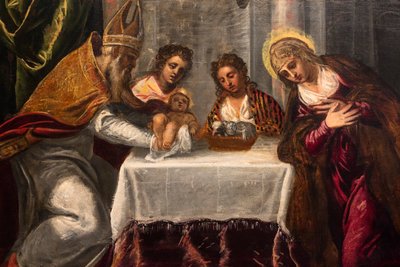 Presentasjonen i tempelet, detalj, ca. 1540 (olje på lerret) av Jacopo Robusti Tintoretto
