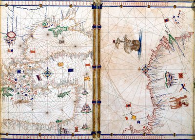 Damaskus og Jerusalem, detalj fra de geografiske kartene av Jacopo Russo