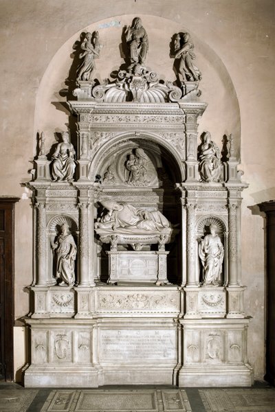 Begravelsesmonument til hyllest til kardinal Ascanio Maria Sforza (marmorskulptur, 1505-1507) av Jacopo Sansovino