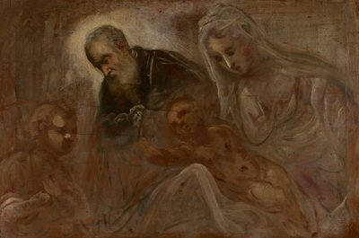 Den hellige familie med den unge døperen Johannes av Jacopo Tintoretto