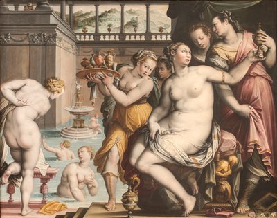 Bathsheba ved hennes bad, 1573-1574. av Jacopo Zucchi