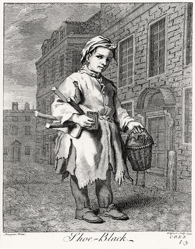 The Shoe Black, gravert av Wagner, 1739 av Jacopo after Amiconi
