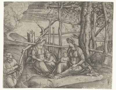 Hellig familie med Elisabeth og døperen Johannes av Jacopo de