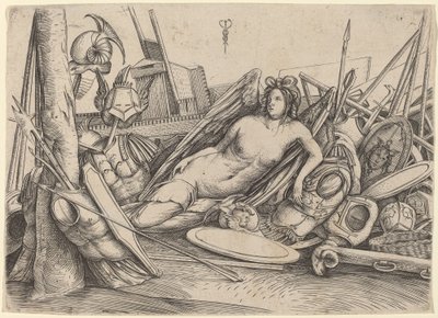 Victory Reclining Midt Trofeer, ca. 15001503. av Jacopo de Barbari