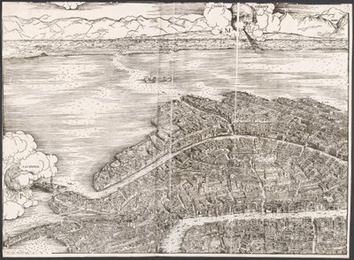 Utsikt over Venezia [øvre venstre blokk] av Jacopo de