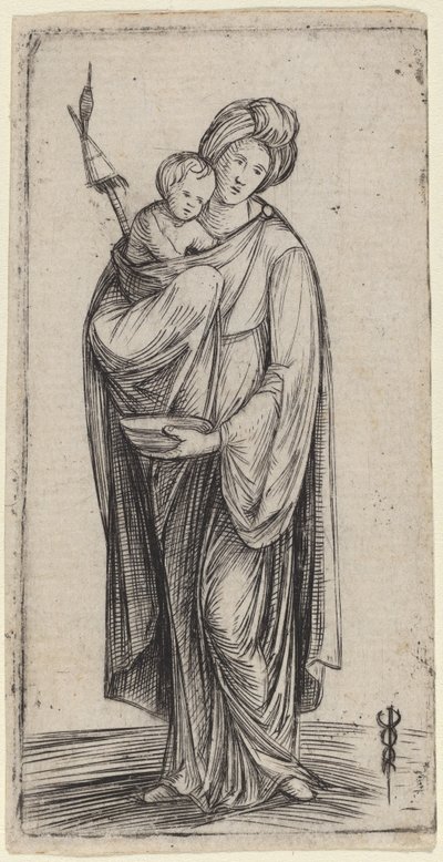 Kvinne og barn med distaff av Jacopo de